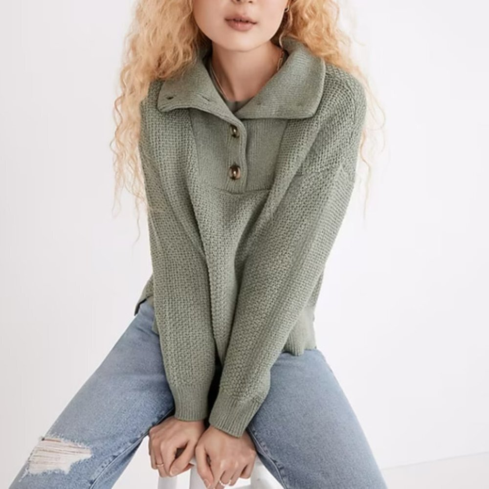Madewell Canby Button Mockneck Sweater Small